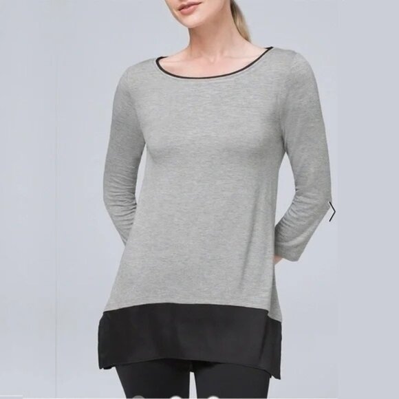 White House Black Market Tops - 2/$30 White House Black Market Quarter Sleeve Layered Tunic Grey Small #9919